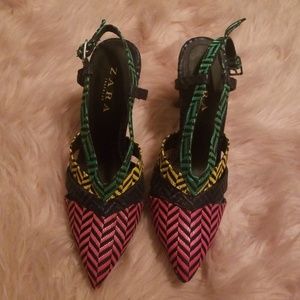 ZARA WICKER HEELS NWOT